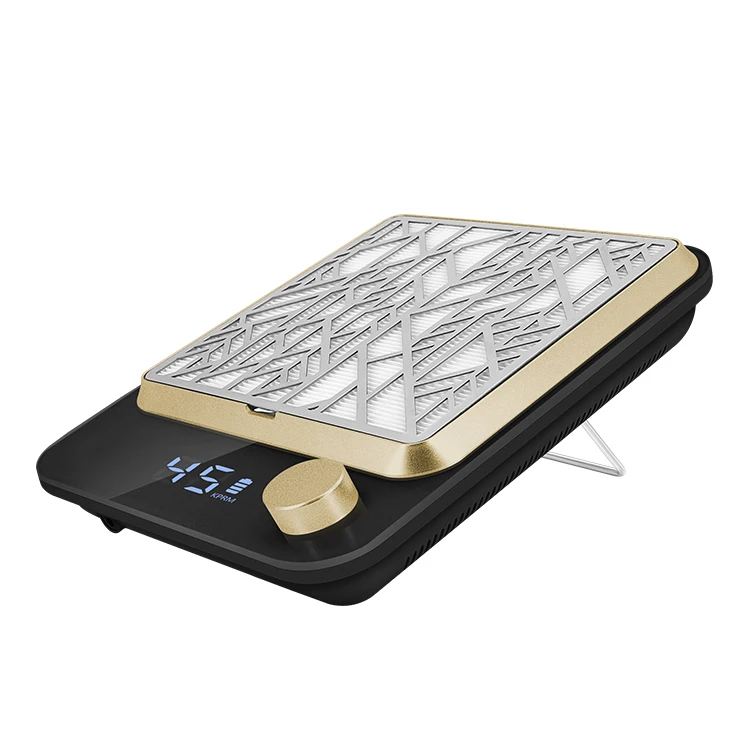 Nail Dust Collector with Brushless Turbine Motor - Black & Gold