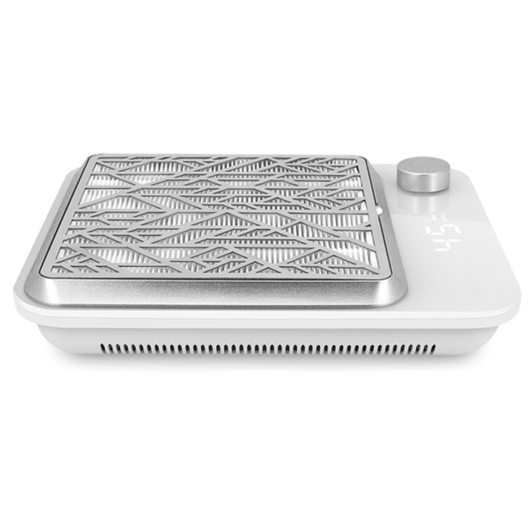 Nail Dust Collector with Brushless Turbine Motor - White & Silver