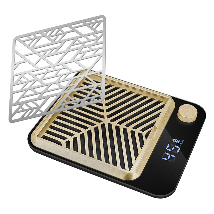 Nail Dust Collector with Brushless Turbine Motor - Black & Gold