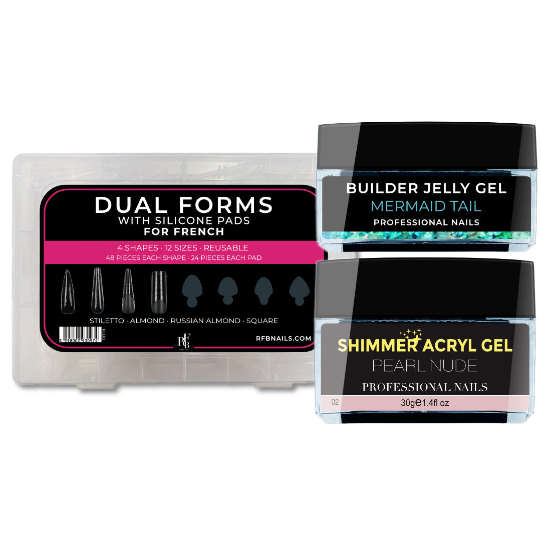 Dual Forms with Silicone Pads for French + Acryl Gel & Builder Jelly Gel