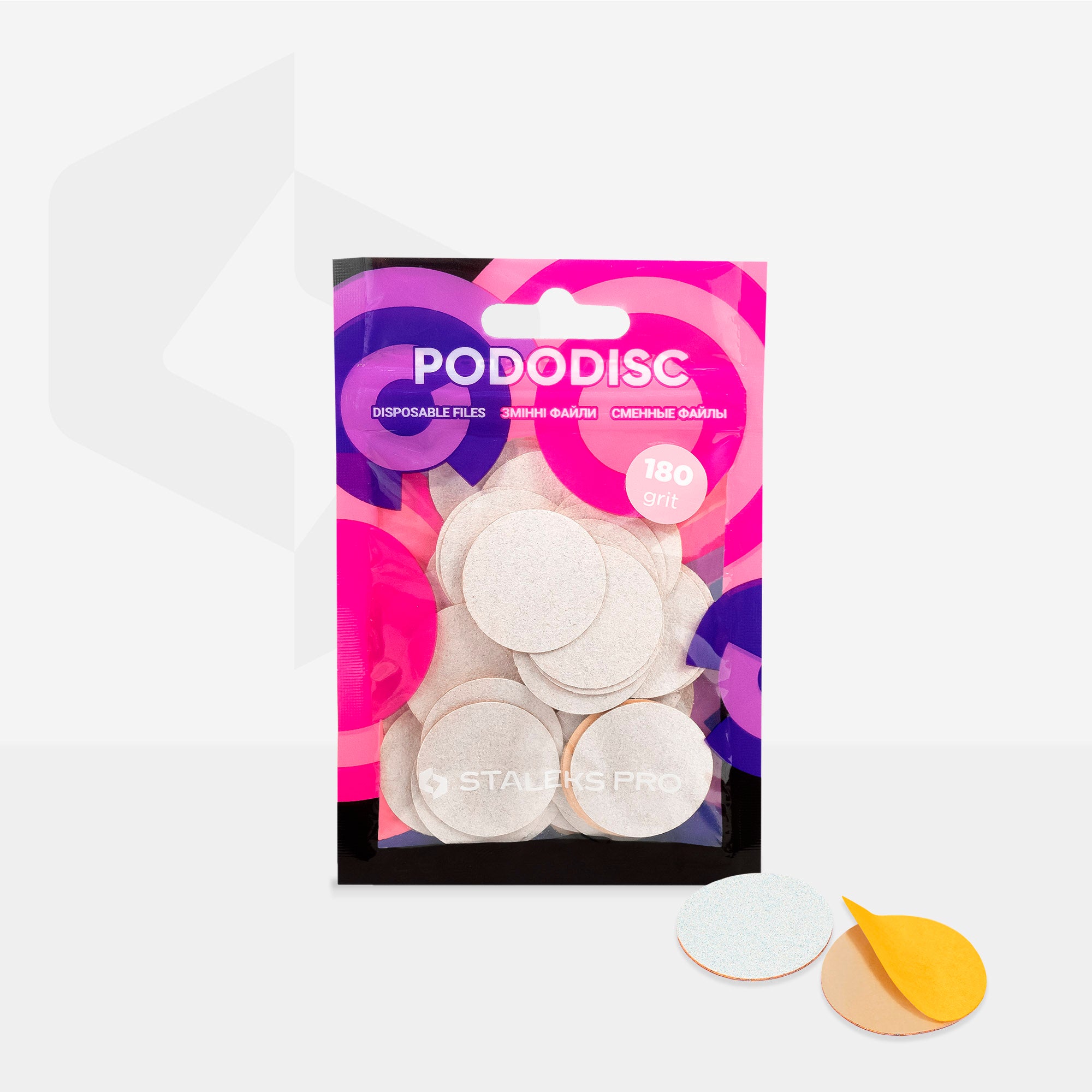 White Refill Pads for Pedicure Disc Pododisc Staleks Pro L, 180grit - 50pcs