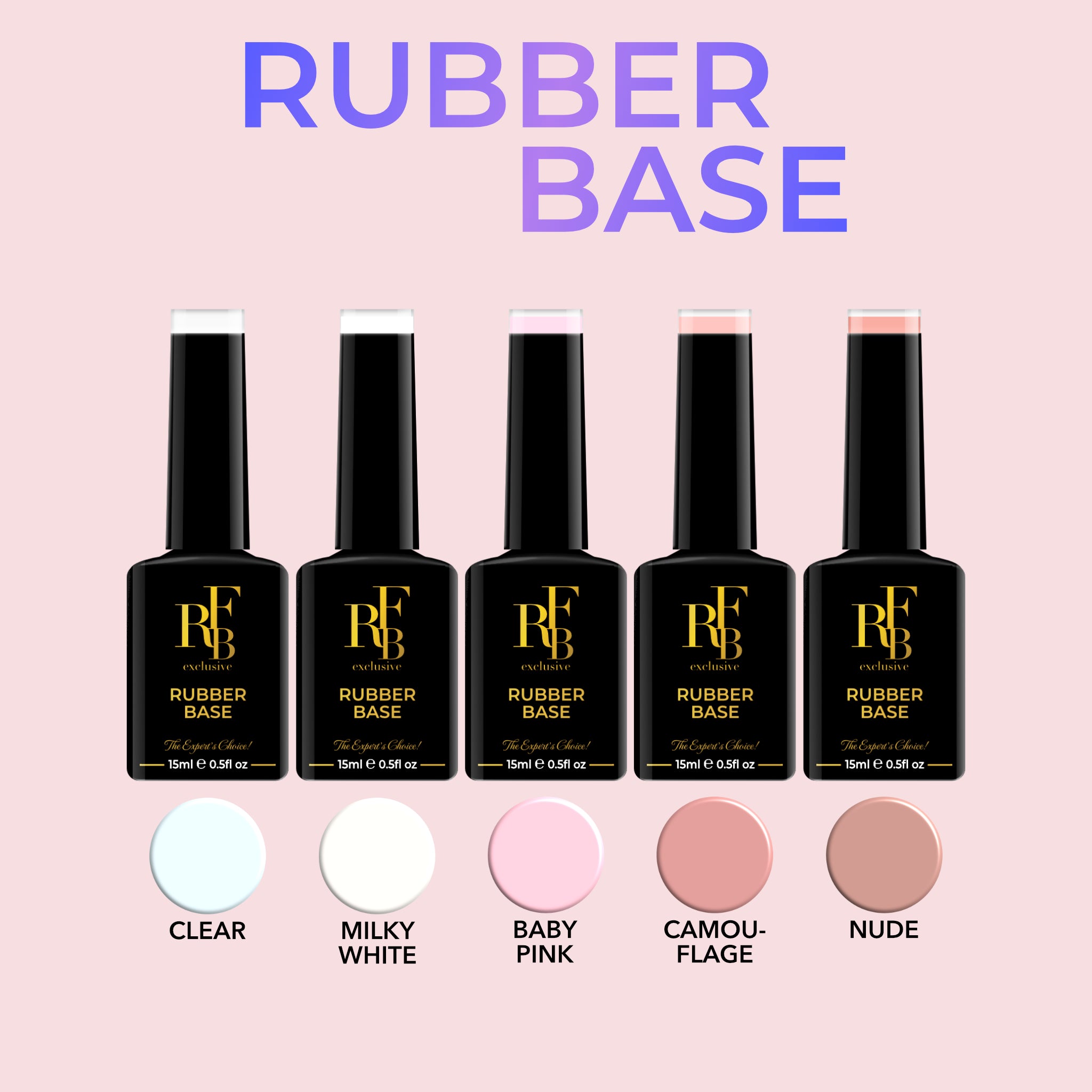 5 Colors Rubber Base 15ml
