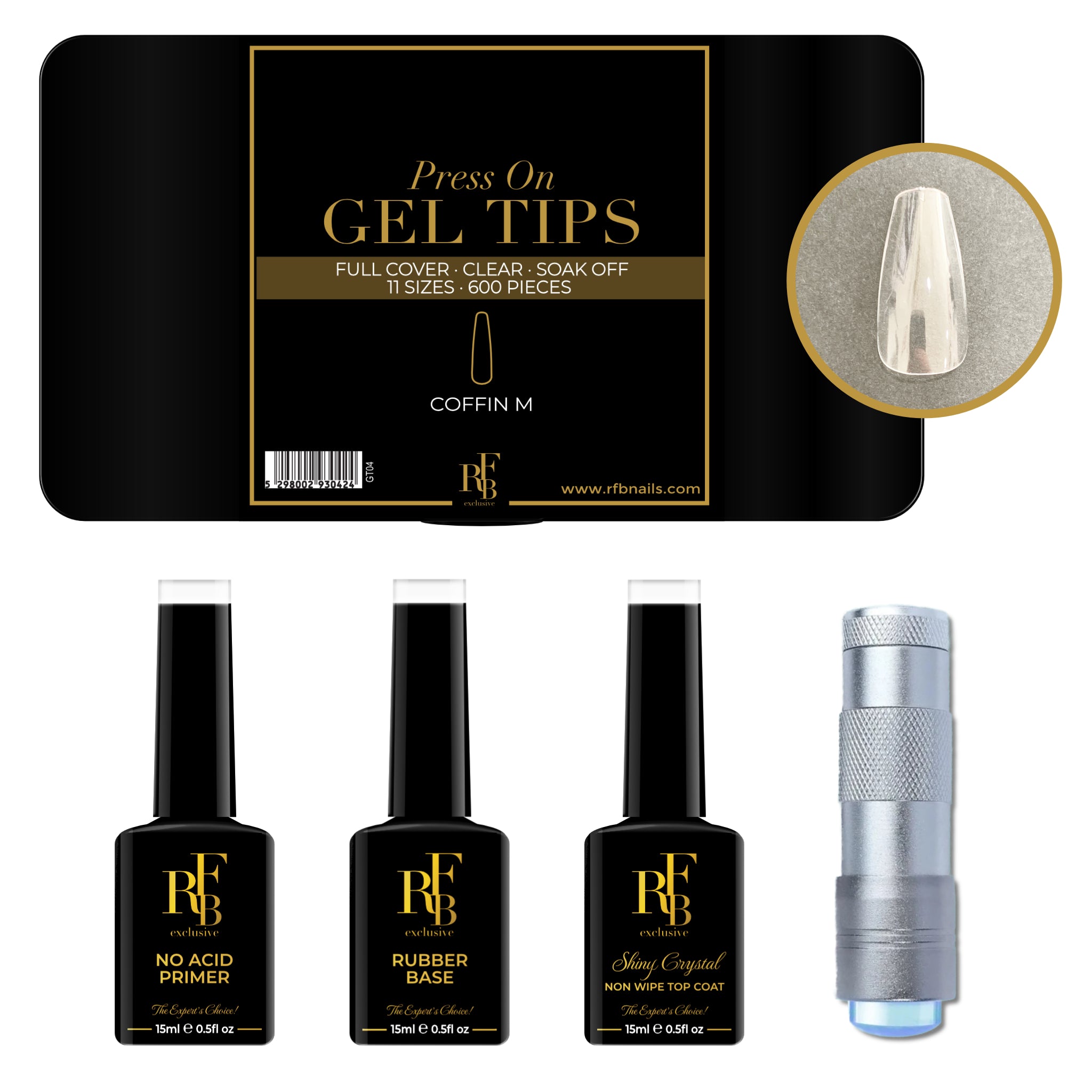 Gel Tips Starter Kit - Coffin Medium