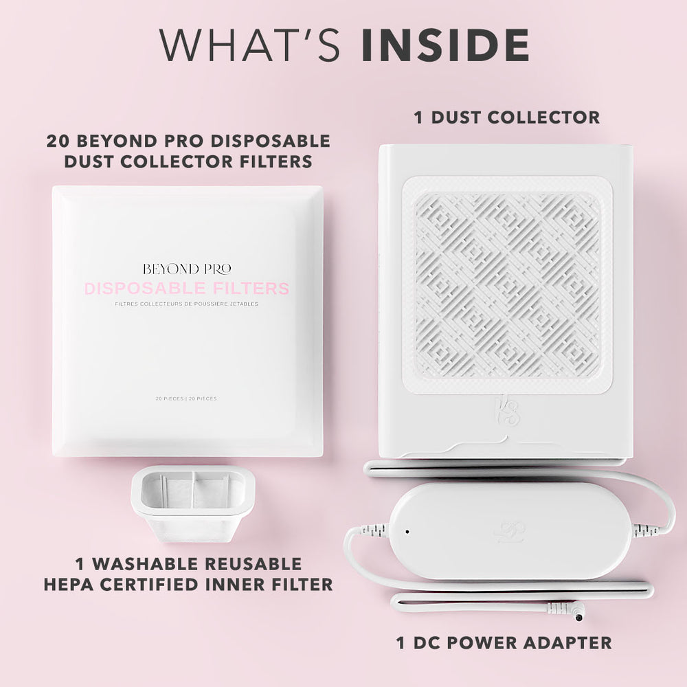 Kiara Sky Beyond Pro Nail Dust Collector in white with 170W motor and HEPA filters.