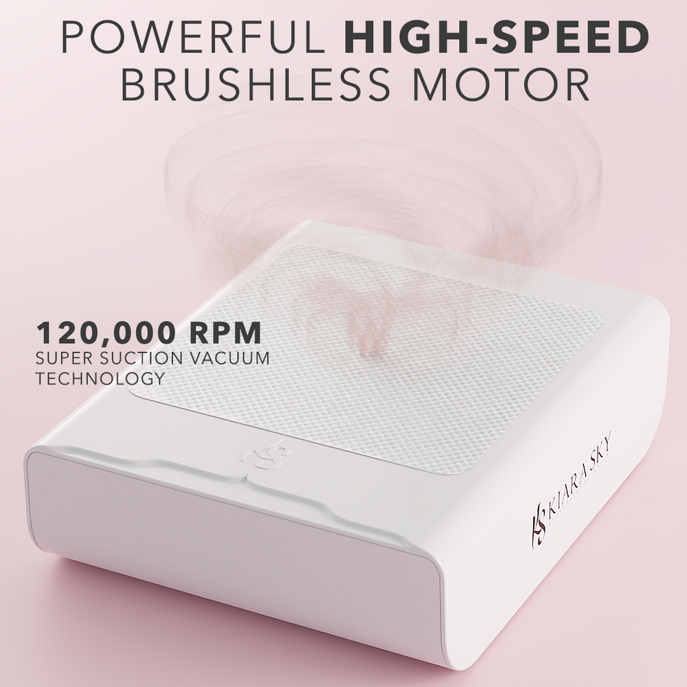 Kiara Sky Beyond Pro Nail Dust Collector in white with 170W motor and HEPA filters.