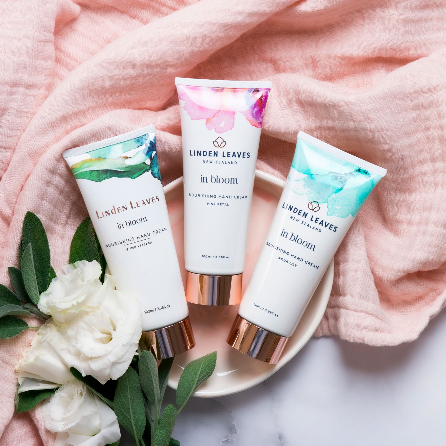 Aqua Lily, Pink Petal & Green Verbena Hand Creams
