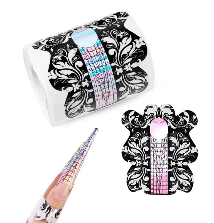 Nail Forms for Extension 100pcs (Black/Flowers)