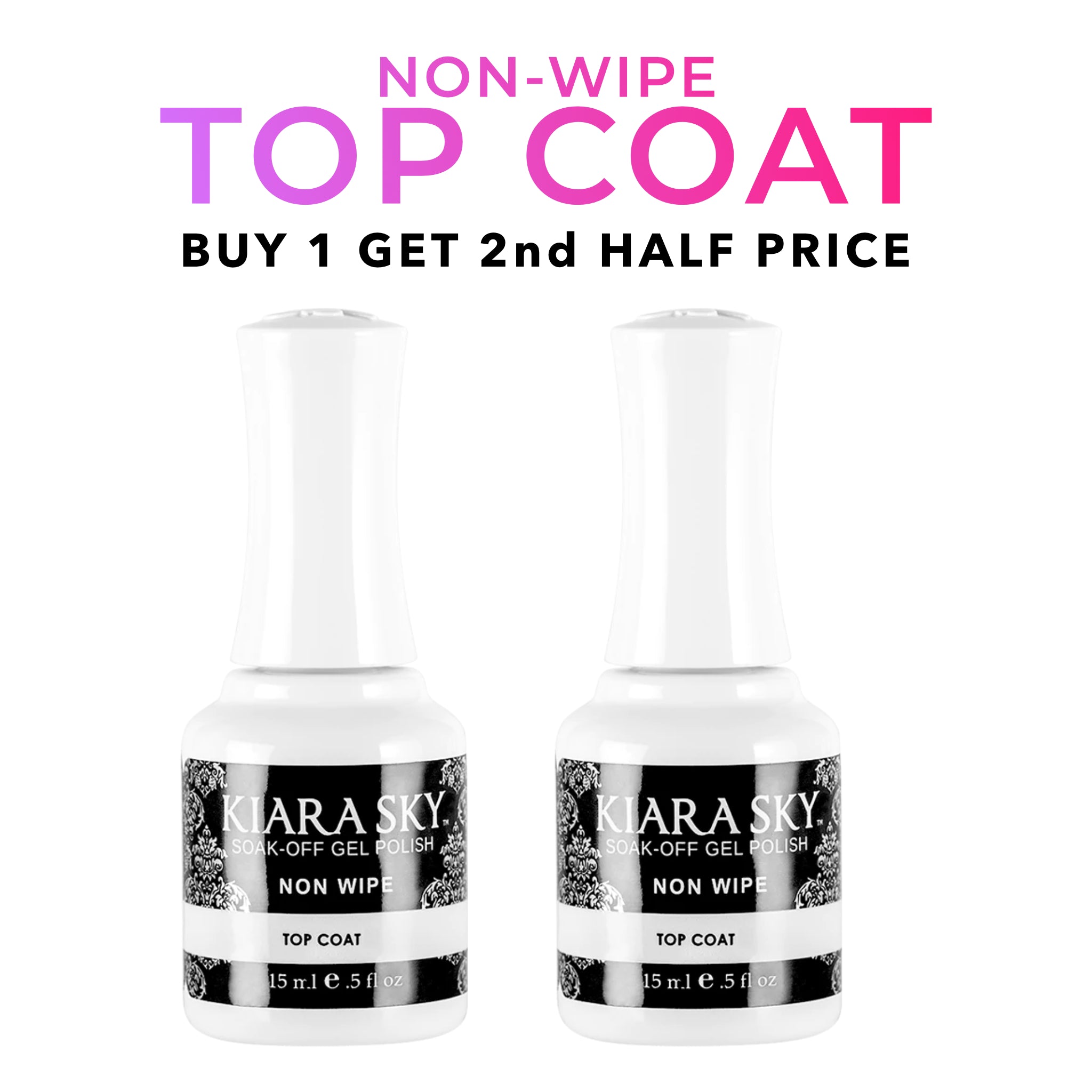 2x Non-Wipe Top Coat 15ml - BUY 1 GET 2nd HALF PRICE