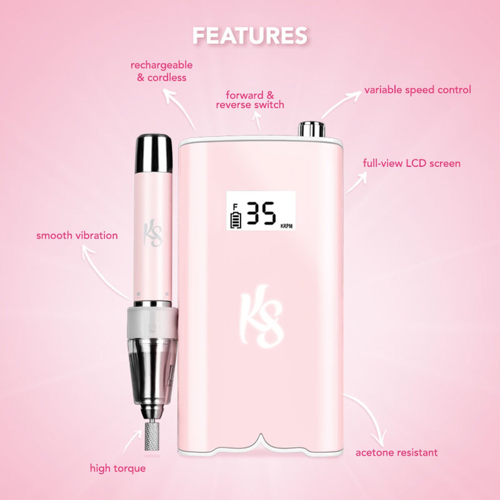 Beyond PRO Portable Nail Drill · Pink