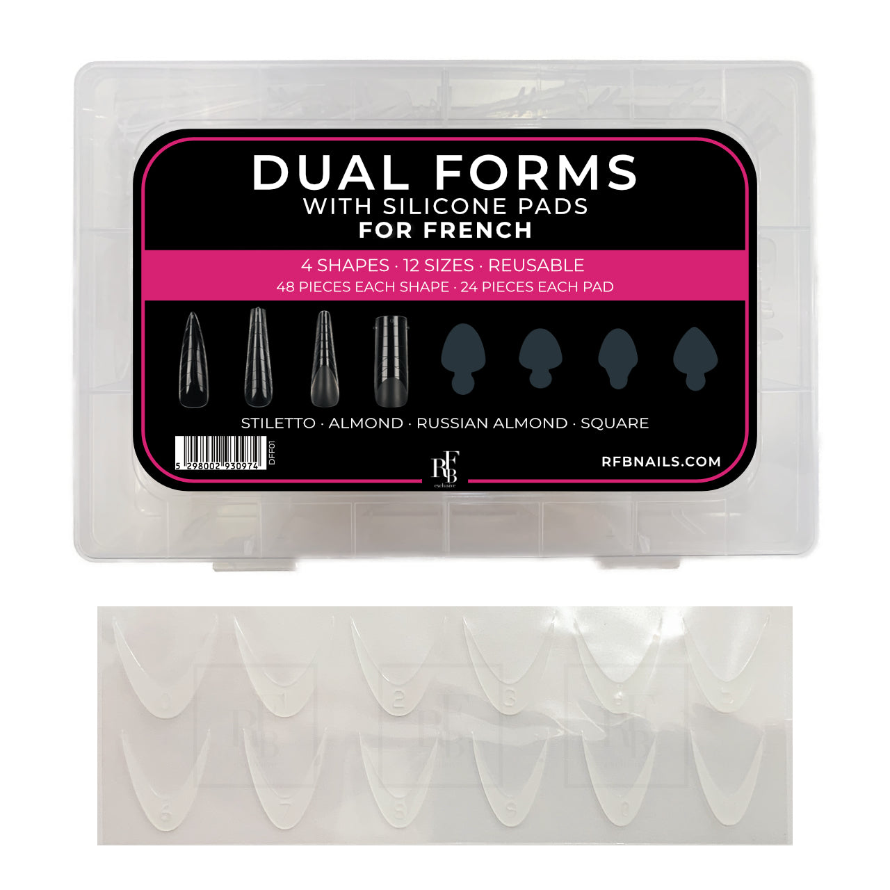 Dual Forms with Silicone Pads for French + Acryl Gel & Builder Jelly Gel