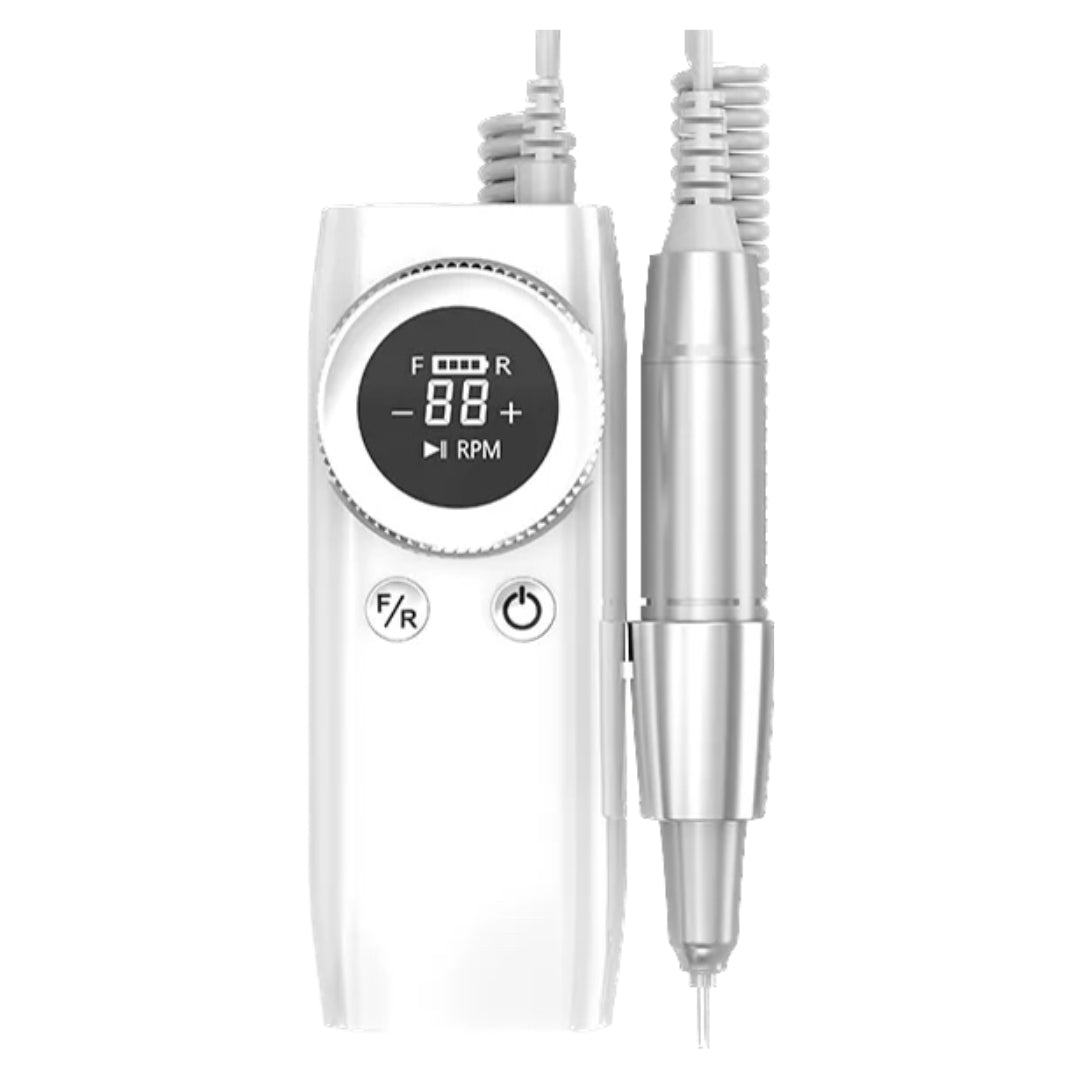 Nail Drill 45000rpm Portable & Rechargeable · White-Silver