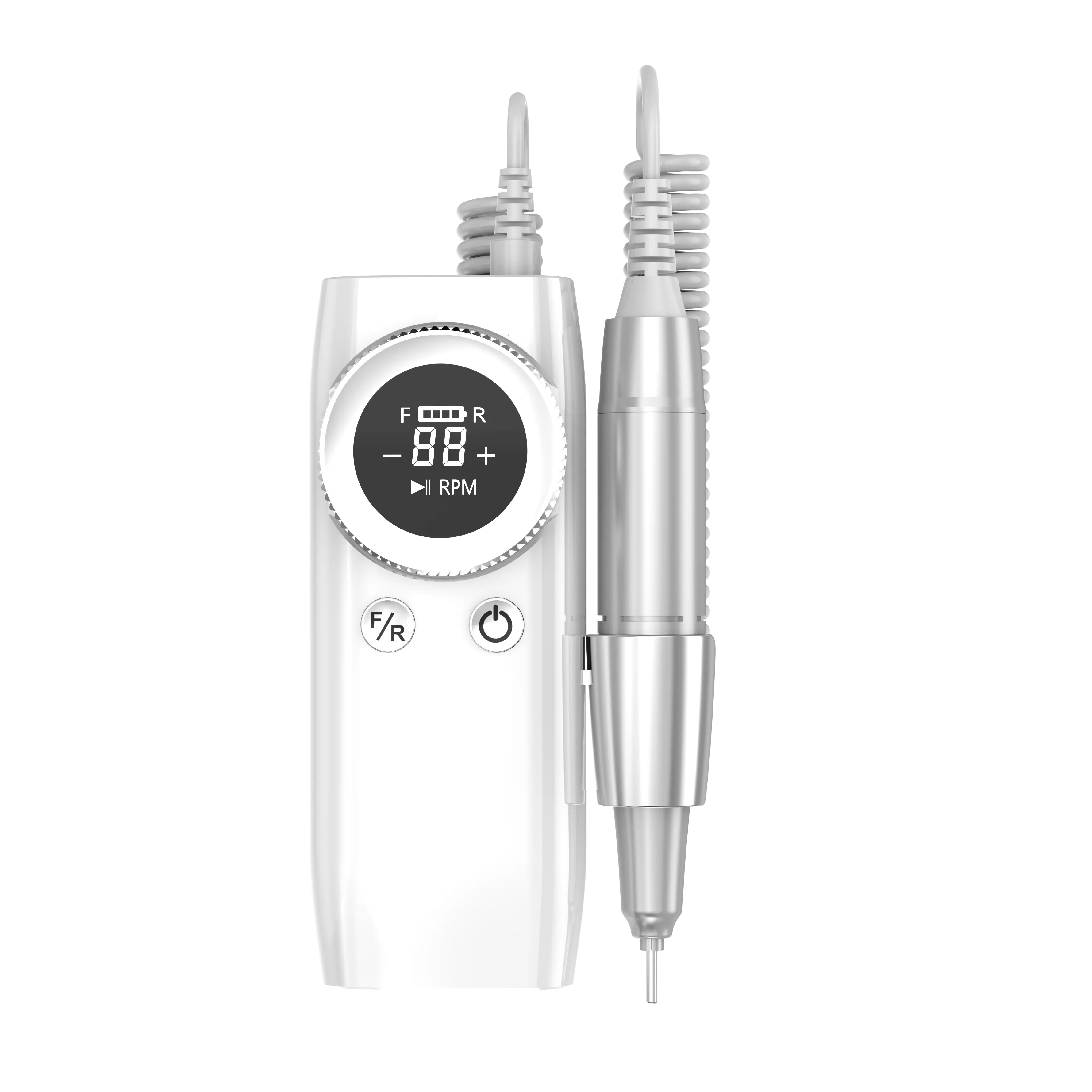 Nail Drill 45000rpm Portable & Rechargeable · White-Silver