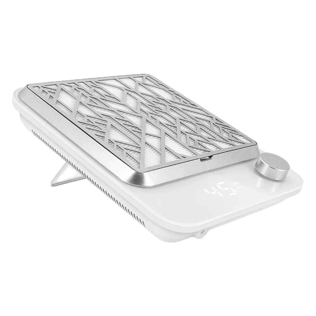 Nail Dust Collector with Brushless Turbine Motor - White & Silver